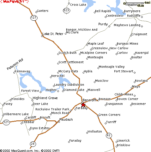 Mapquest map of Bancroft area